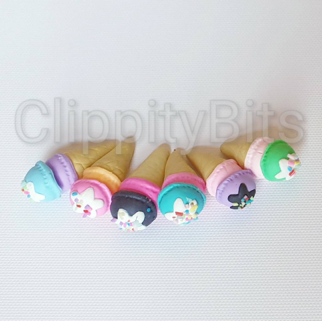 35x15mm Multi coloured Ice Cream Cone Fimo Clay Resin Flatbacks ...