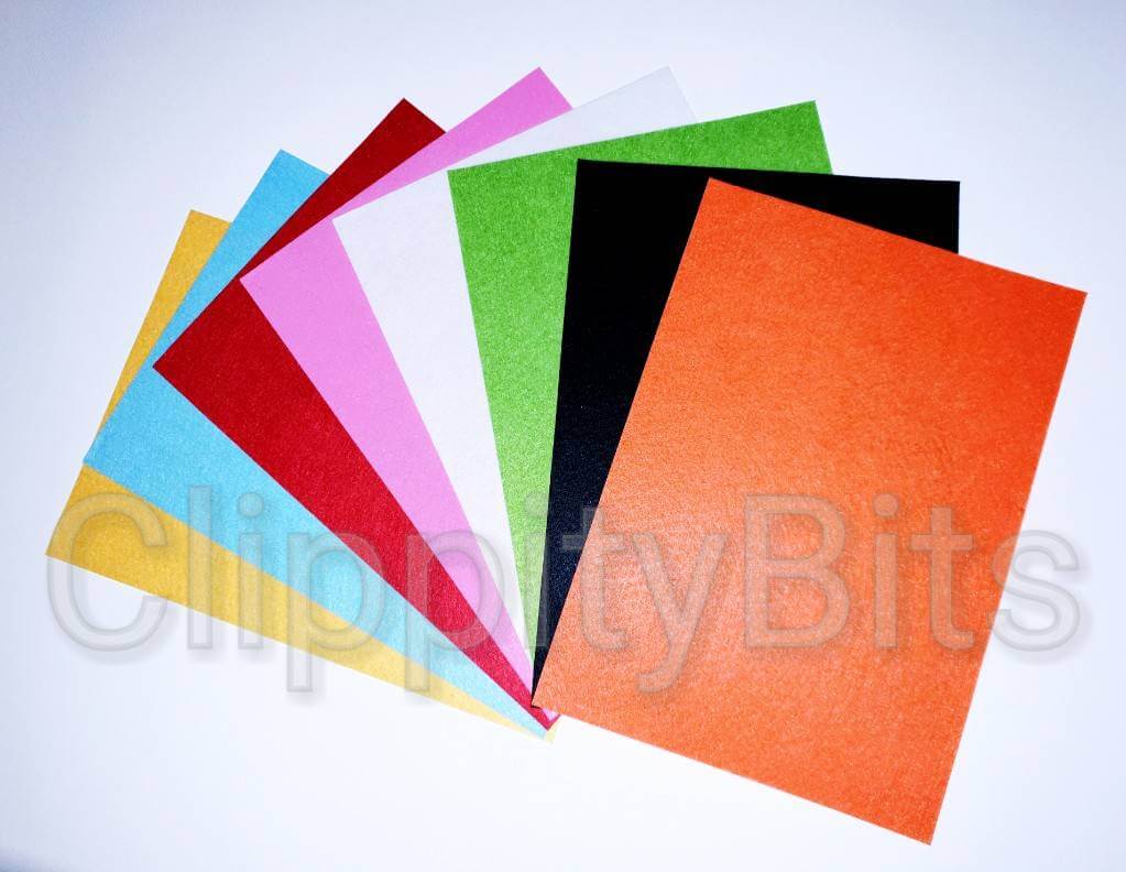 A4 Sheet of Coloured Self Adhesive Sticky Backed Felt Clippitybits